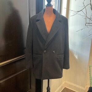 Free People Oversized One Button Pea Coat, Color Black, Size S